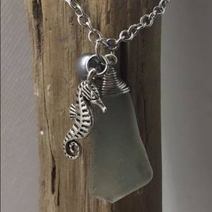 Authentic wire wrapped sea glass necklace